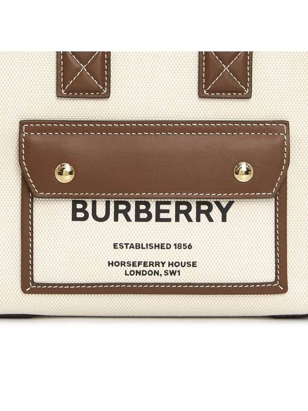 Mini Two-Tone Canvas and Leather Freya Tote Bag Natural Tan - BURBERRY - BALAAN 9