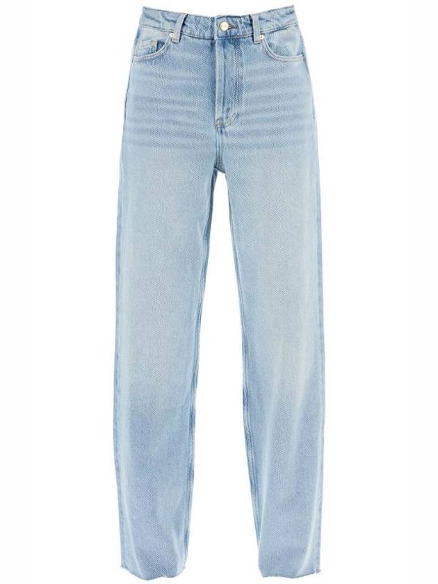 Overdyed Heavy Izey Straight Jeans Light Blue - GANNI - BALAAN 2