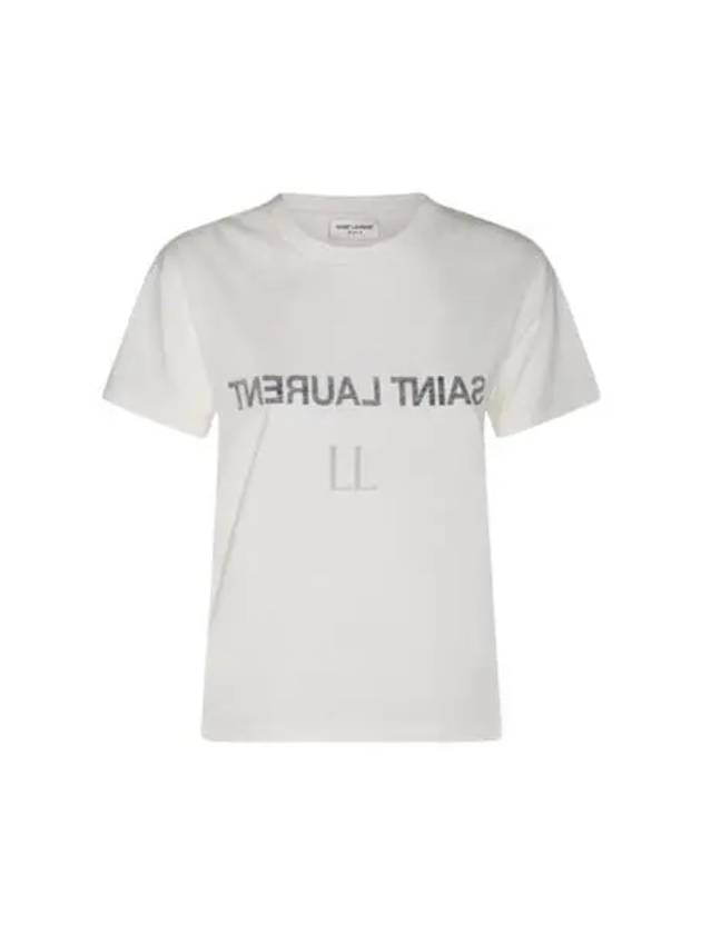 Reverse Short Sleeve T-Shirt Nature Et Noir - SAINT LAURENT - BALAAN 2