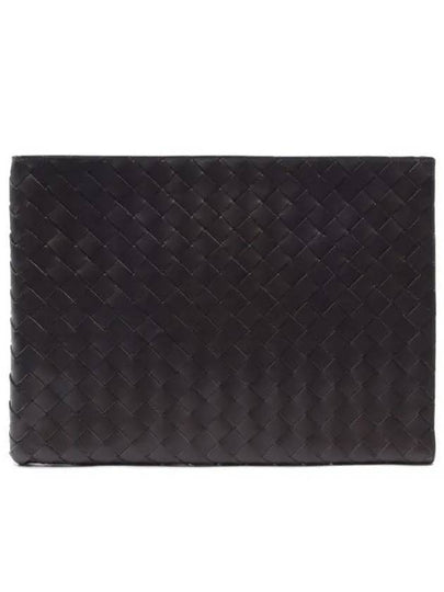 Intrecciato Half Zip Clutch Bag Black - BOTTEGA VENETA - BALAAN 2