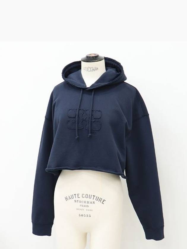 Navy overfit crop hood - GANNI - BALAAN 5