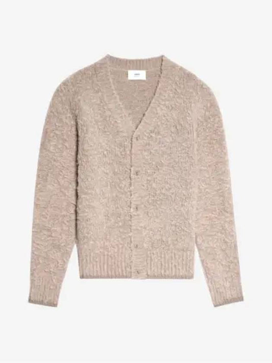 Brushed Wool Alpaca Cardigan Beige - AMI - BALAAN 2