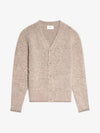 Brushed Wool Alpaca Cardigan Beige - AMI - BALAAN 3