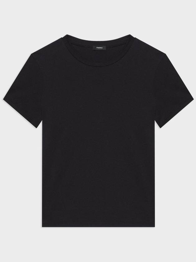 Women's Tiny Cotton Short Sleeve T-Shirt Black - THEORY - BALAAN 2