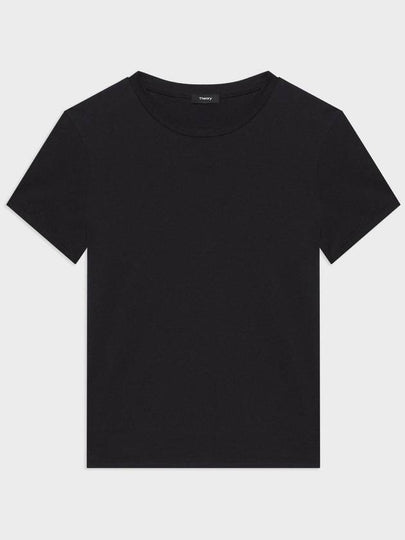 Women's Tiny Cotton Short Sleeve T-Shirt Black - THEORY - BALAAN 2