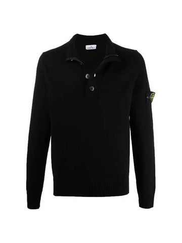 21FW black halfzipup button wool knit 7515540A3 - STONE ISLAND - BALAAN 1