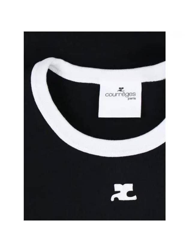 Contrast Signature Short Sleeve T-Shirt Black - COURREGES - BALAAN 4