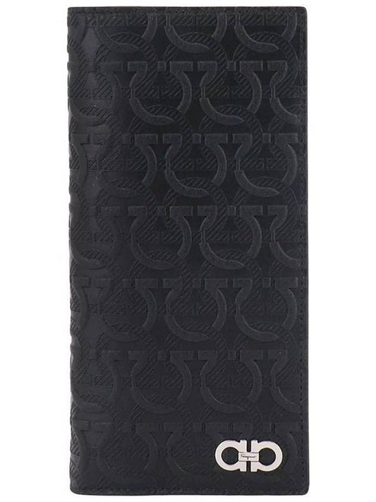 Gancini Monogram Long Wallet Black - SALVATORE FERRAGAMO - BALAAN 1