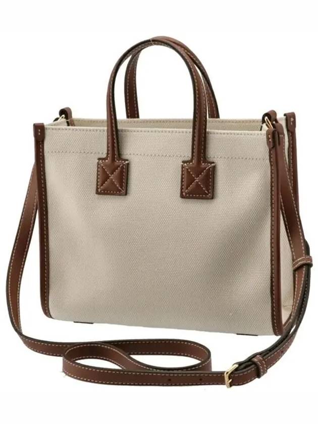 Mini Two-Tone Canvas and Leather Freya Tote Bag Natural Tan - BURBERRY - BALAAN 3