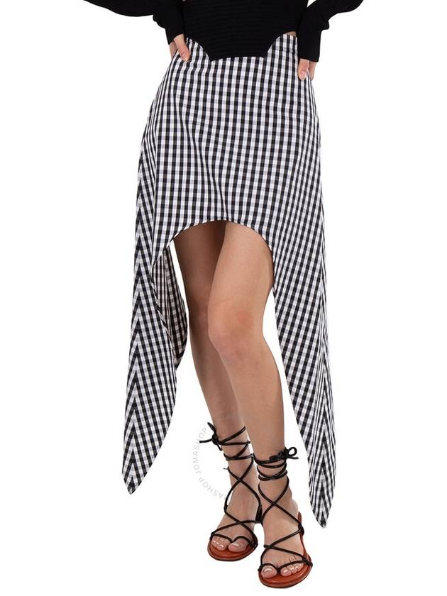 Gingham Check Scarf Tie Hem Detail Skirt Black - BURBERRY - BALAAN 2