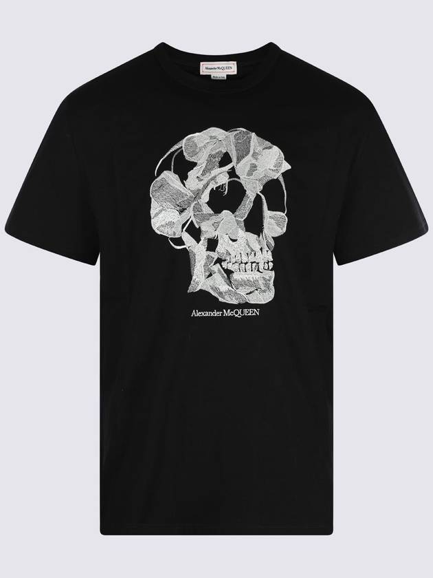 Skull Embroidery Short Sleeve T-Shirt Black - ALEXANDER MCQUEEN - BALAAN 3