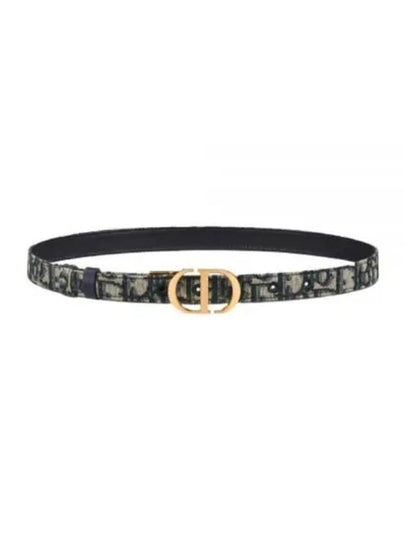 30 Montaigne Gold Hardware Jacquard Reversible Leather Belt Black Blue - DIOR - BALAAN 2