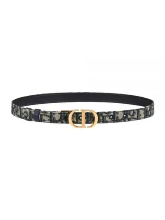 30 Montaigne Gold Hardware Jacquard Reversible Leather Belt Black Blue - DIOR - BALAAN 2