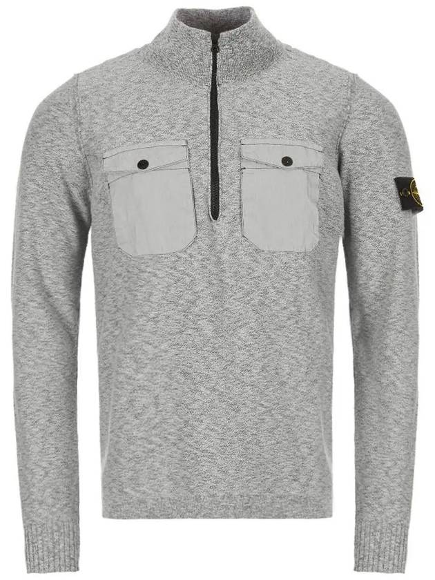 11Th Anniversary Wappen Pocket Half Zip Up Knit Top Grey - STONE ISLAND - BALAAN 2