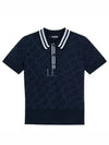 Women's Golf Aria Collar Monogram Knit Short Sleeve PK Shirt Navy - J.LINDEBERG - BALAAN 2