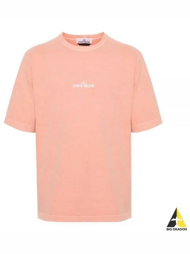 Logo Print Short Sleeve T-Shirt Pink - STONE ISLAND - BALAAN 2