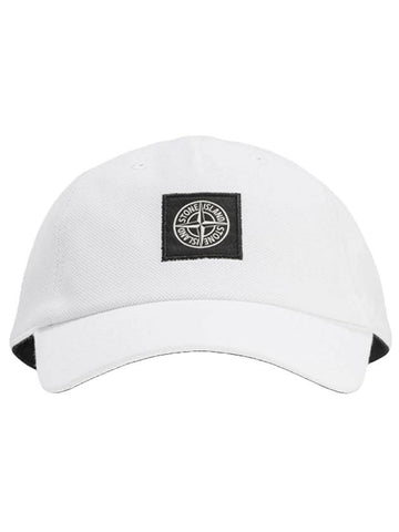 Logo Patch Cotton Ball Cap White - STONE ISLAND - BALAAN 1