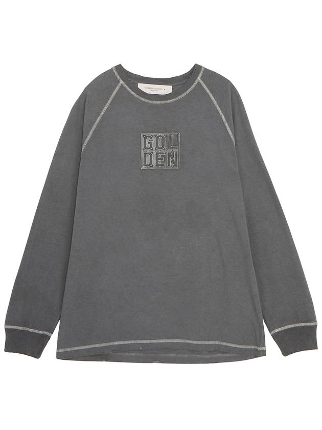 Embroidery Lettering Cotton Long Sleeve T-Shirt Anthracite - GOLDEN GOOSE - BALAAN 2