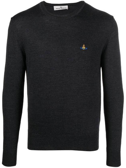 Men's ORB Embroidered Logo Wool Knit Top Black - VIVIENNE WESTWOOD - BALAAN 2