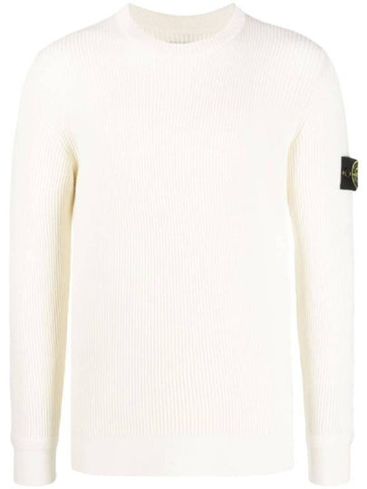 Crewneck Full Rib Wool Knit Top White - STONE ISLAND - BALAAN 2