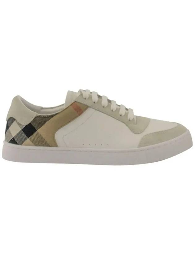 Leather Suede House Check Cotton Sneakers Optic White - BURBERRY - BALAAN 3