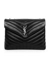 Silver Monogram Loulou Matelasse Y Leather Medium Shoulder Bag Black - SAINT LAURENT - BALAAN 5