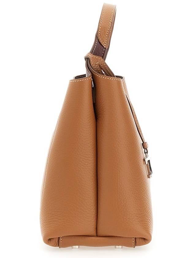 Logo Mini Leather Tote Bag Brown - TOD'S - BALAAN 4