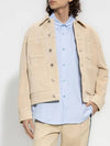 Button Suede Jacket Beige - AMI - BALAAN 3