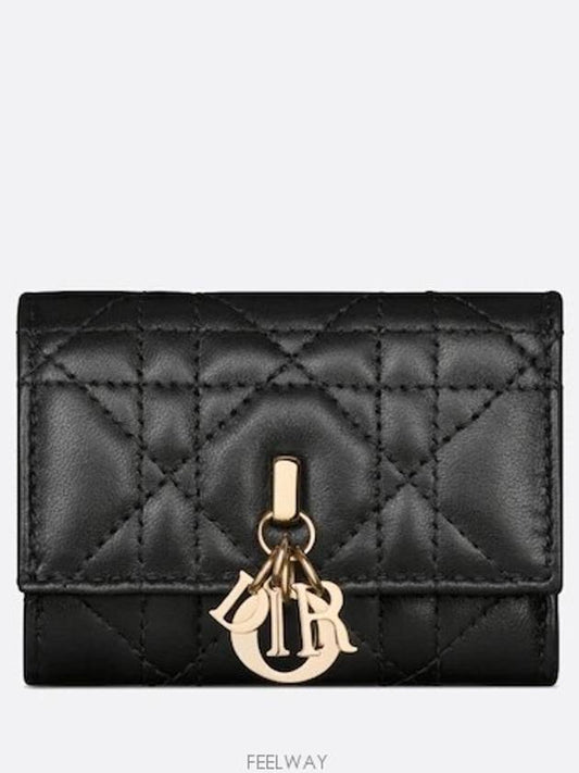 My Dior 3 fold wallet black cannage sheepskin - DIOR - BALAAN 1