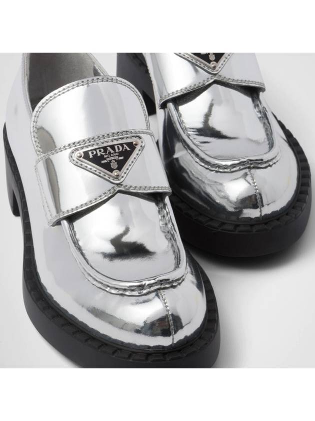 23SS triangle logo leather loafers silver 1D246M - PRADA - BALAAN 4