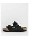 Arizona Suede Leather Slippers Black - BIRKENSTOCK - BALAAN 2