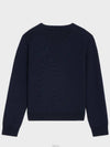 Logo Print Crew Neck Cotton Knit Top Navy - CELINE - BALAAN 3