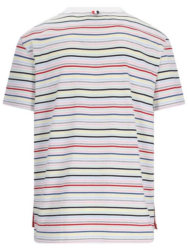 Men's Striped Midweight Jersey Short Sleeve T-Shirt White - THOM BROWNE - BALAAN 3