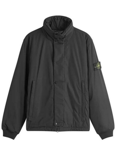 Logo Micro Twill Zip Up Jacket Black - STONE ISLAND - BALAAN 2