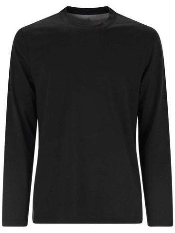 Crew-neck cotton jersey T-shirt with long sleeves - BRUNELLO CUCINELLI - BALAAN 1