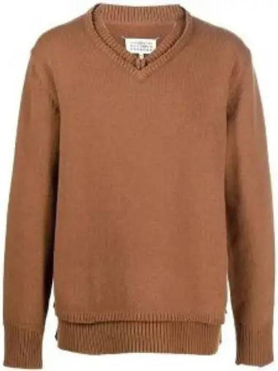 Men's 4 Stitch Elbow Patch Knit Top Camel - MAISON MARGIELA - BALAAN 2