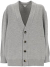 Intrecciato Leather Patch Cardigan Light Grey Melange - BOTTEGA VENETA - BALAAN 2