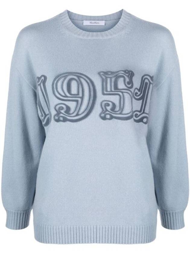 Logo Wool Knit Top Light Blue - MAX MARA - BALAAN 1