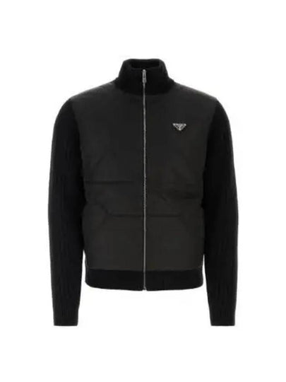 Triangle Logo Re-Nylon Wool Padded Jacket Black - PRADA - BALAAN 2