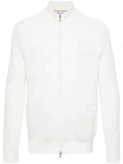 Ribbed Cotton Full-Zip Cardigan White - BRUNELLO CUCINELLI - BALAAN 2