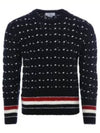 Wool Mohair Long Sleeve Knit Top Navy - THOM BROWNE - BALAAN 2