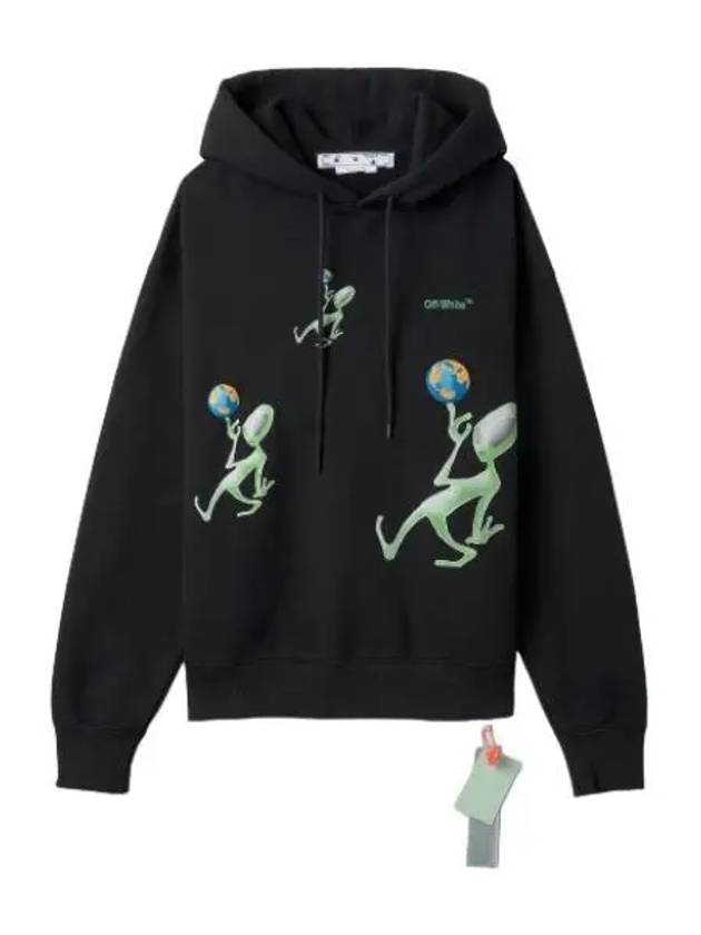 Alien Logo Drawstring Hoodie Black - OFF WHITE - BALAAN 2