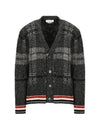 Donegal Tartan Stripe V-Neck Cardigan Grey - THOM BROWNE - BALAAN 2