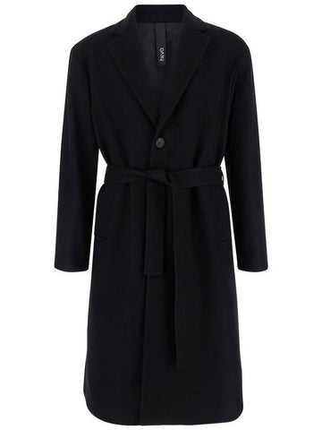 Black Single-Breasted Coat With Notched Revers In Wool Blend Man - HEVO - BALAAN 1