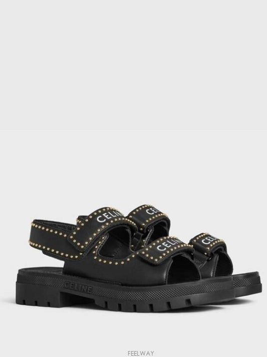 Leo Studded Chunky Sandals Calfskin Black - CELINE - BALAAN 2