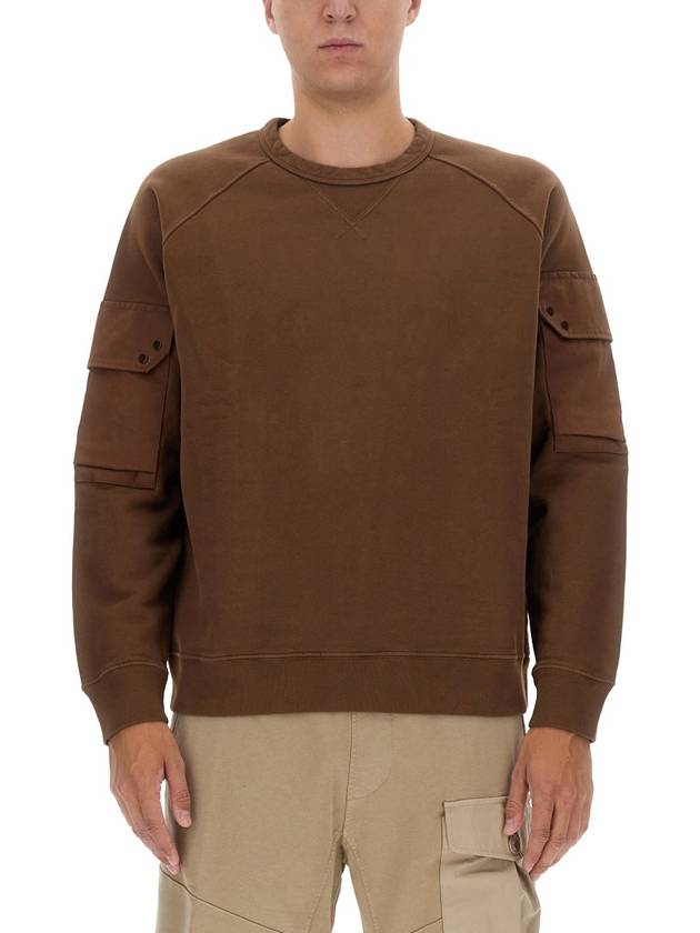 Multi-pocket Snap Crew Neck Sweatshirt Brown - TEN C - BALAAN 2