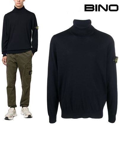 Wappen Patch Virgin Wool Turtleneck Navy - STONE ISLAND - BALAAN 2