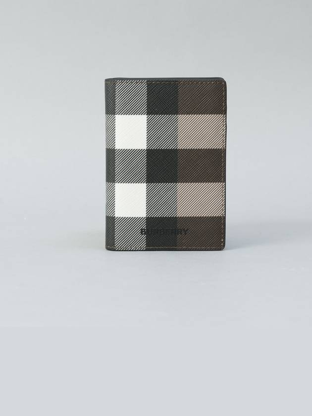 Checked Leather Card Wallet Dark Birch Brown - BURBERRY - BALAAN 2