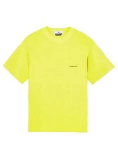 Embossed Logo Regular Fit Cotton Short Sleeve T-Shirt Yellow - STONE ISLAND - BALAAN 2