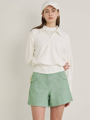 High stretch tweed shorts green - POSHERD - BALAAN 1